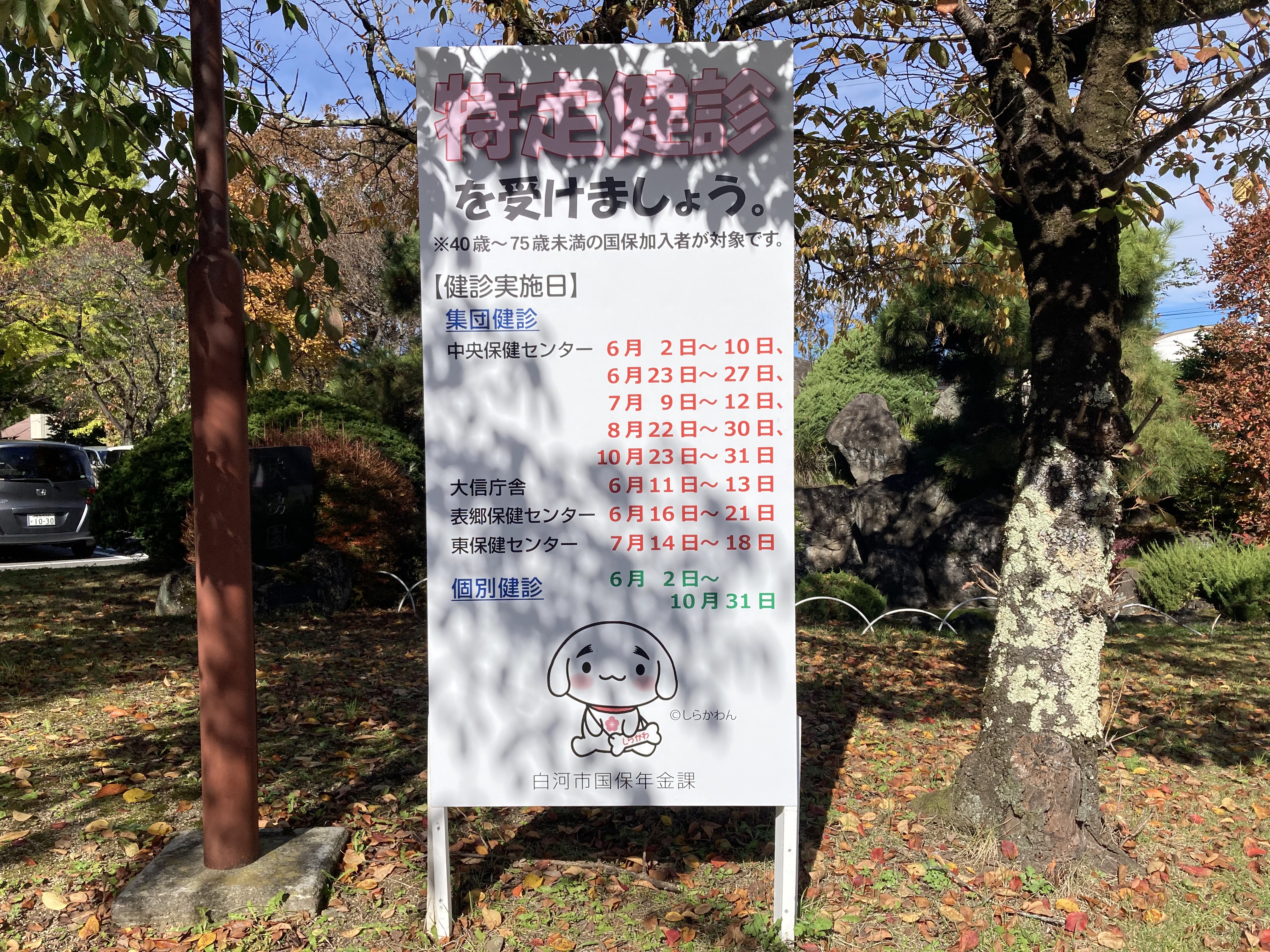 池田工芸が作製した白河市国保年金課特定検診のイベント看板